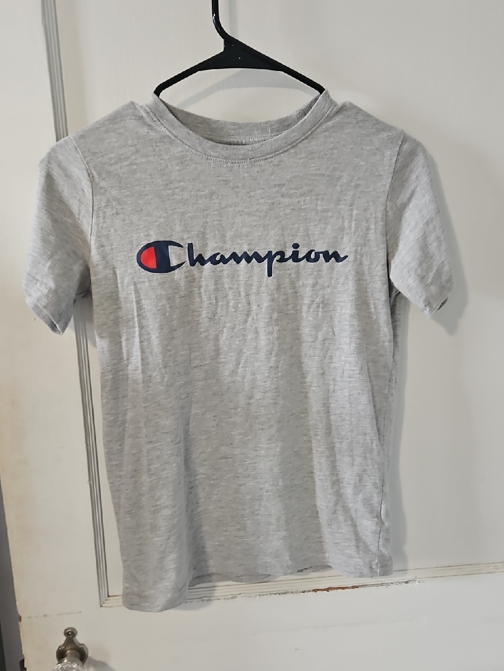 Champion Grey Tee with Navy & Red Logo
